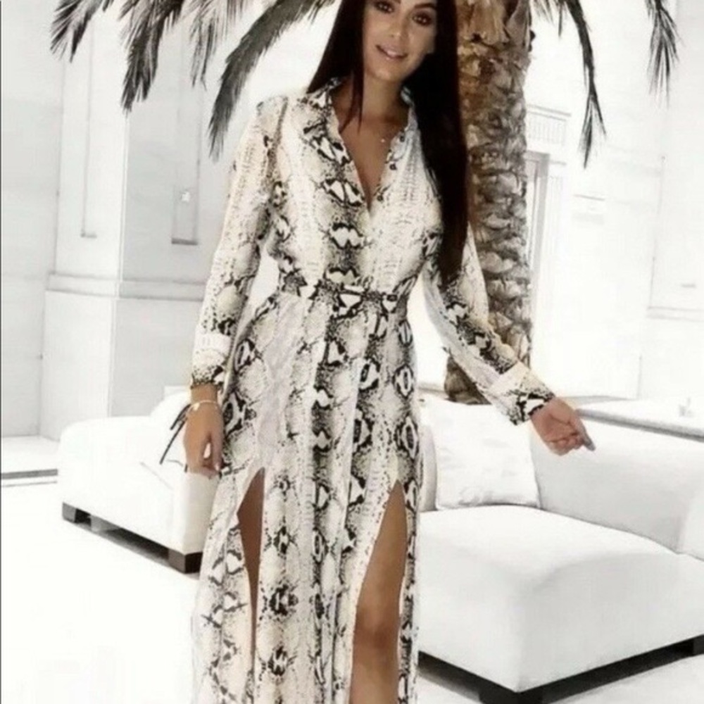 Topshop snakeskin print midi dress 2